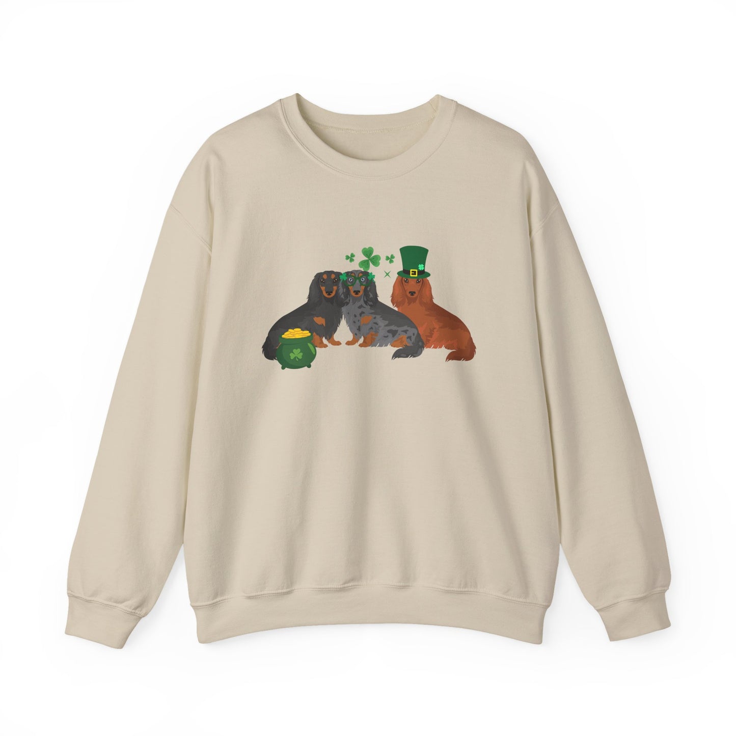 Dachshund Dog St Patricks Day Unisex Heavy Blend Crewneck Sweatshirt, St Pattys day, Cute Dog Mom Gift