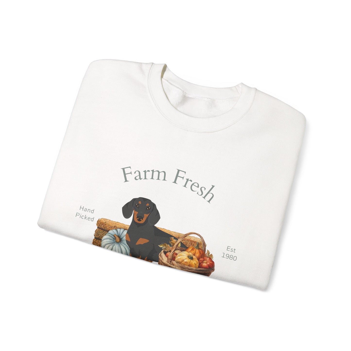 Dachshund Dog Fall Farm Fresh Unisex Heavy Blend Crewneck Sweatshirt
