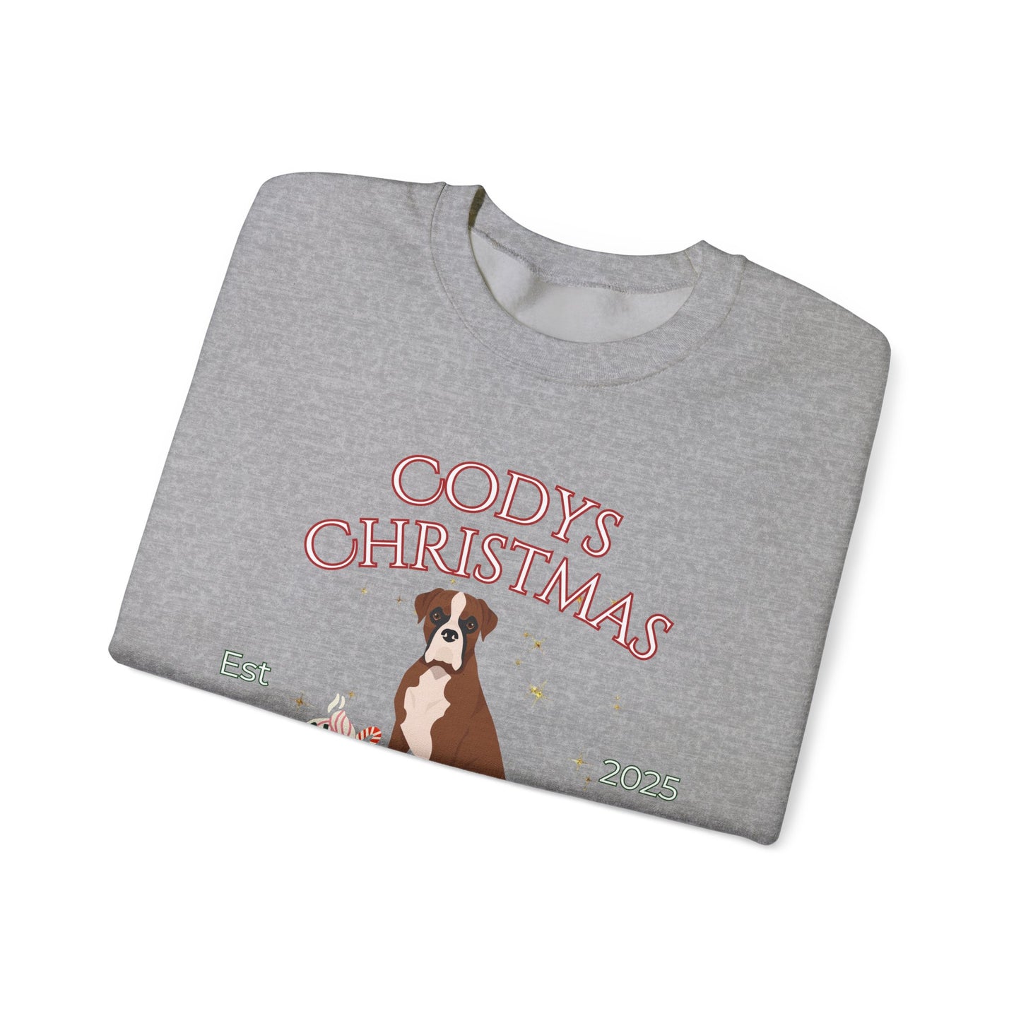 Boxer Dog Christmas Social Club Unisex Heavy Blend Crewneck Sweatshirt Custom Name