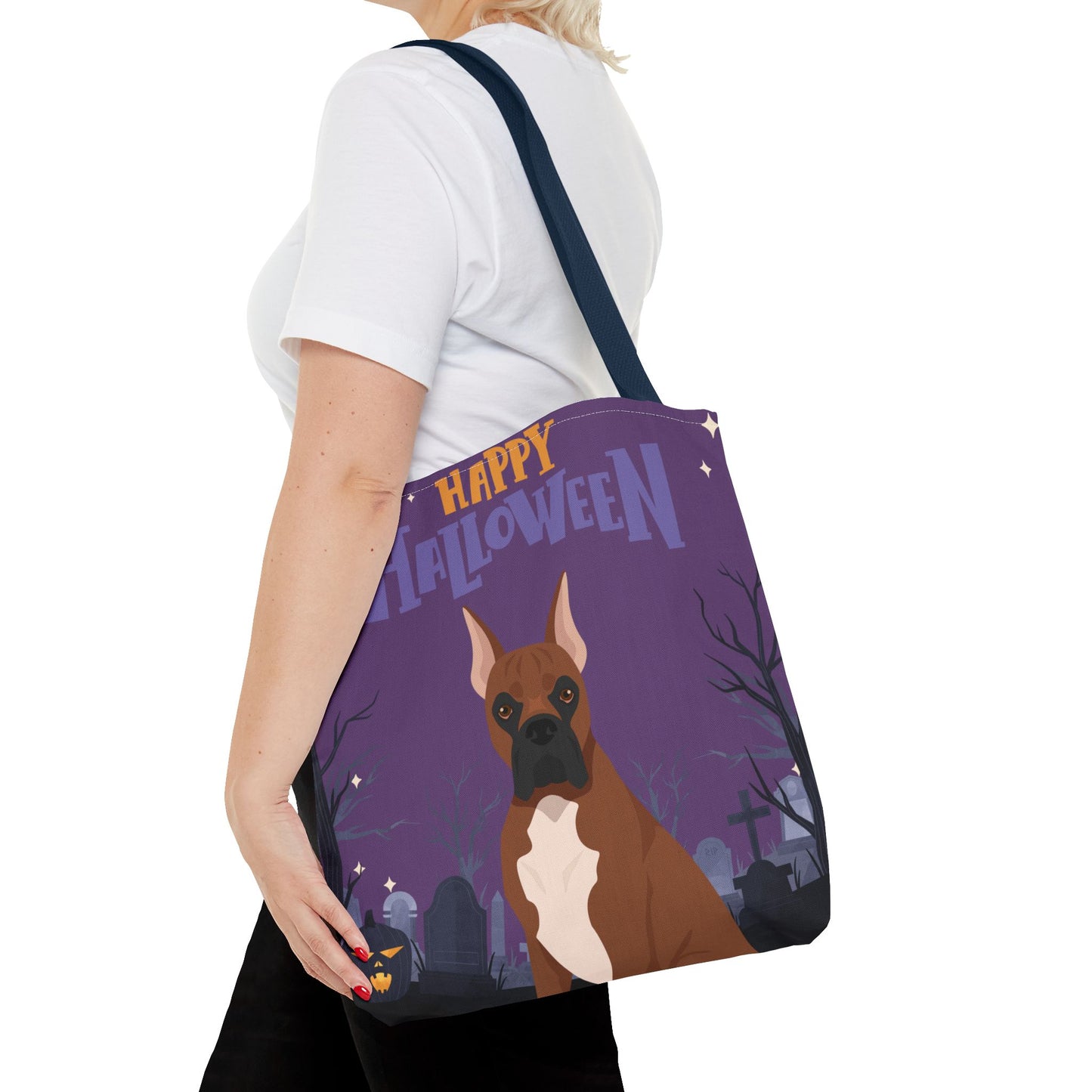 Boxer Dog Happy Halloween Tote Bag 16x16