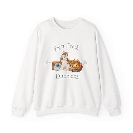 Alaskan Malamute Dog Fall Farm Fresh Unisex Heavy Blend Crewneck Sweatshirt