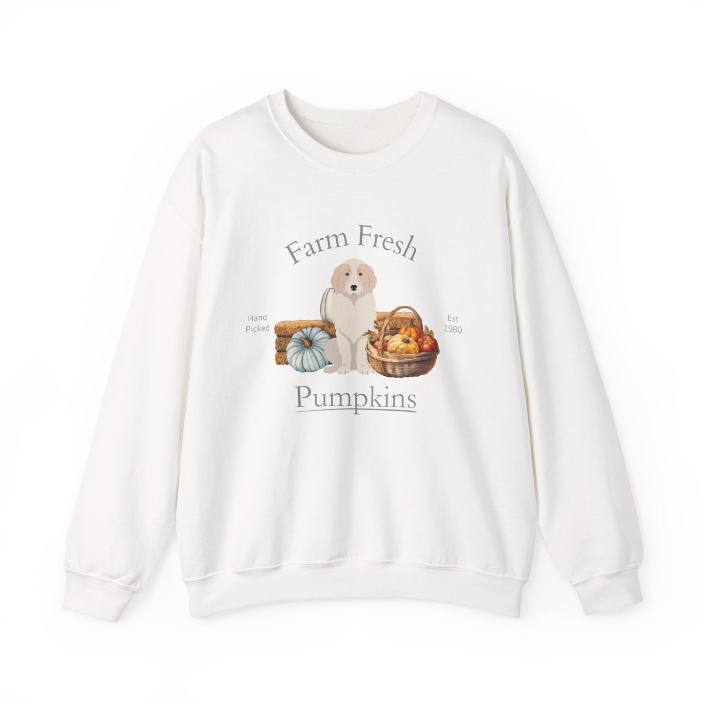 Great Pyrenees Dog Fall Farm Fresh Unisex Heavy Blend Crewneck Sweatshirt
