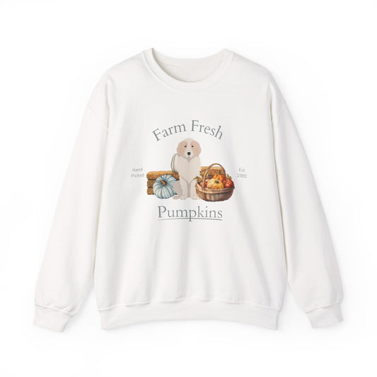 Great Pyrenees Dog Fall Farm Fresh Unisex Heavy Blend Crewneck Sweatshirt