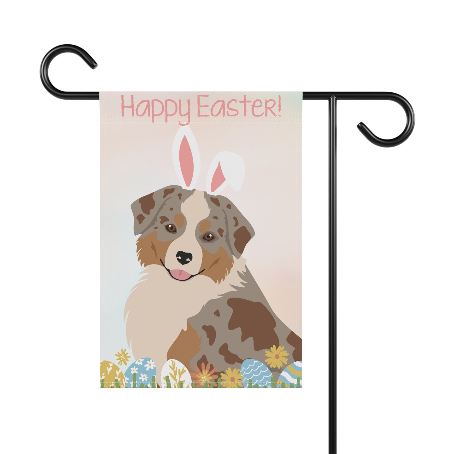 Mini American Shepherd Dog Happy Easter Garden Flag