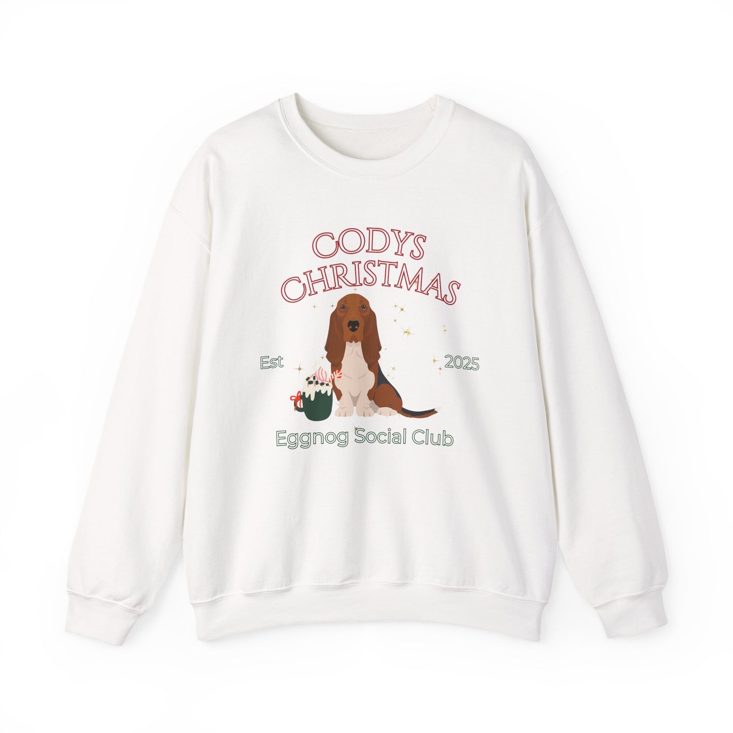 Basset Hound Dog Christmas Social Club Unisex Heavy Blend Crewneck Sweatshirt Custom Name