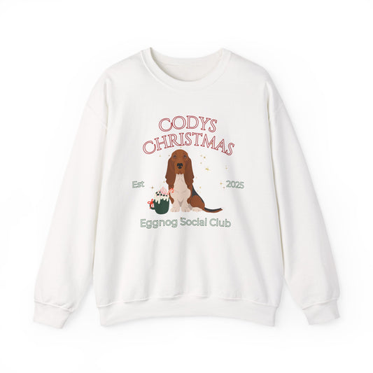 Basset Hound Dog Christmas Social Club Unisex Heavy Blend Crewneck Sweatshirt Custom Name
