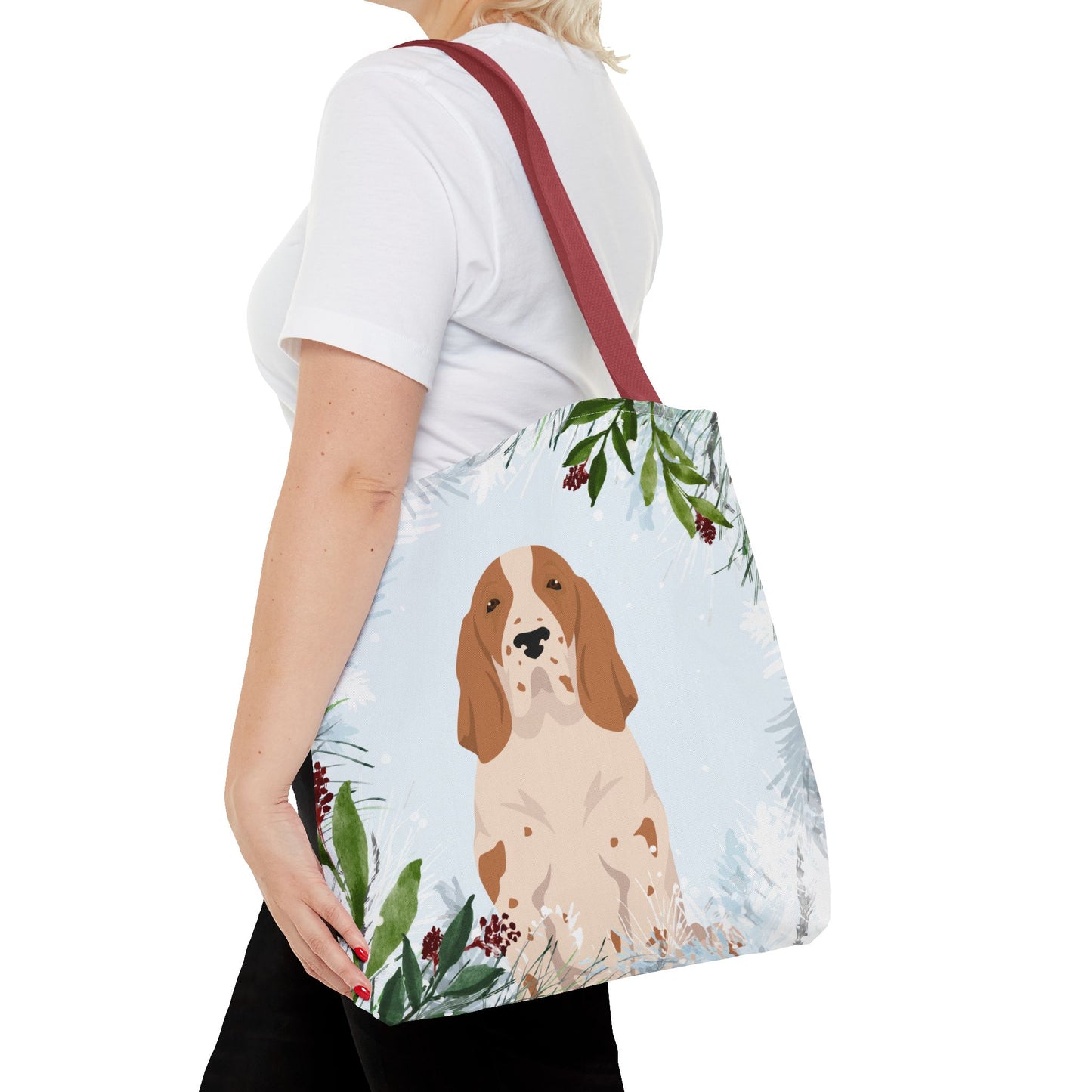 Bracco Italiano Dog Christmas Holiday Tote Bag 16x16