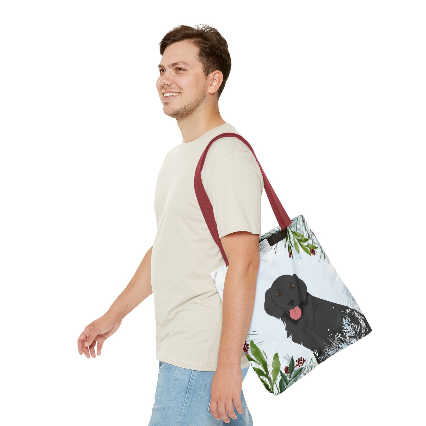 Flat Coated Retriever Dog Christmas Holiday Tote Bag 16x16