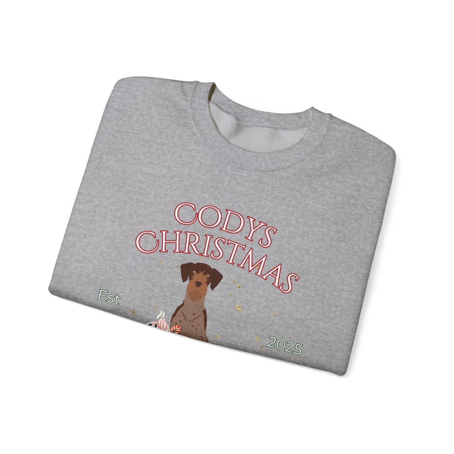German Wire Haired Pointer Dog Christmas Social Club Unisex Heavy Blend Crewneck Sweatshirt Custom Name