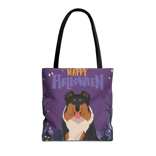Collie Dog Happy Halloween Tote Bag 16x16