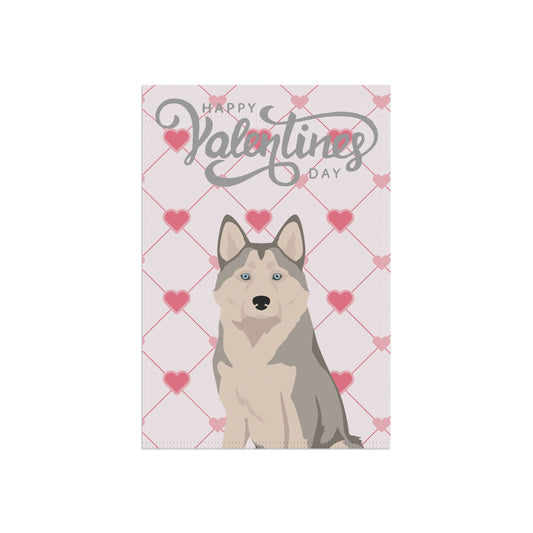 Alaskan Husky Dog Valentines Day Garden Flag