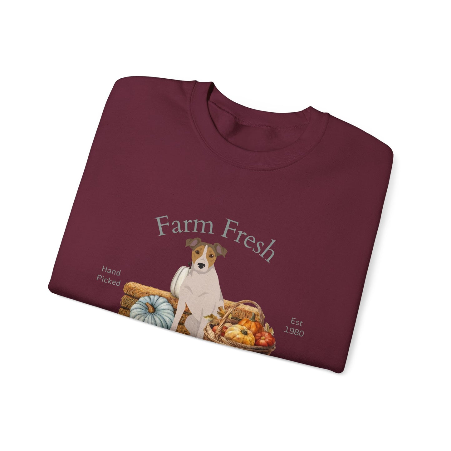 Parson Russell Terrier Dog Fall Farm Fresh Unisex Heavy Blend Crewneck Sweatshirt