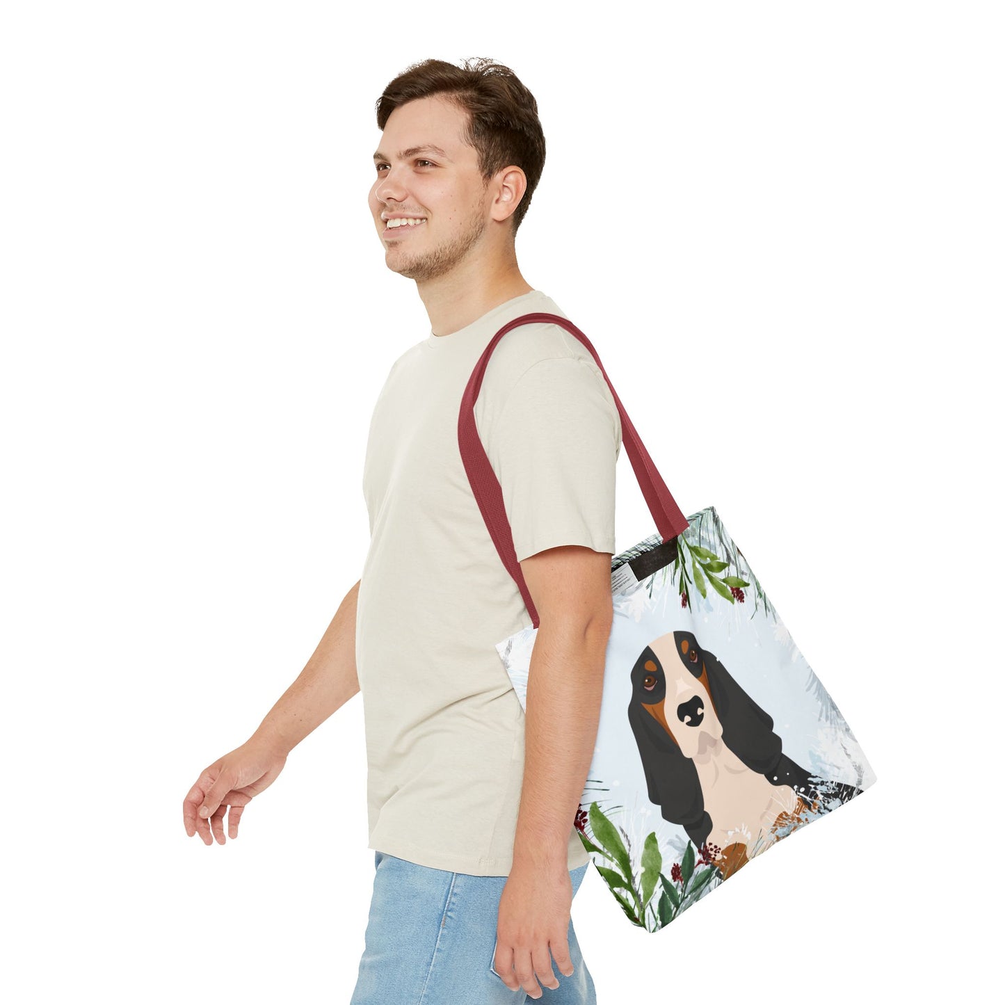 Basset Hound Dog Christmas Holiday Tote Bag 16x16