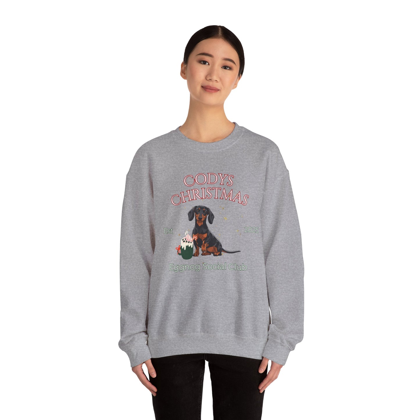 Dachshund Dog Christmas Social Club Unisex Heavy Blend Crewneck Sweatshirt Custom Name