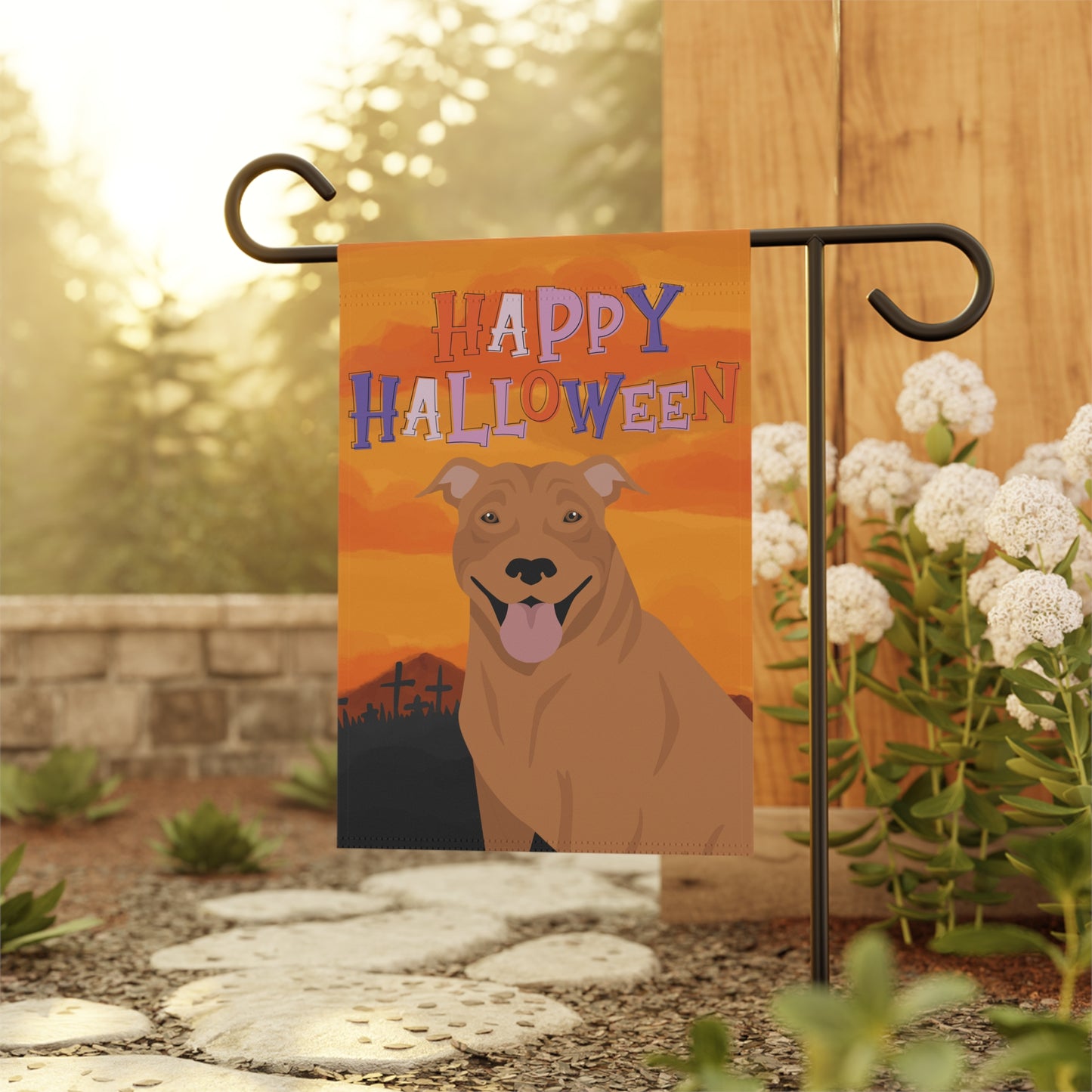 Pit Bull Dog Halloween Garden Flag