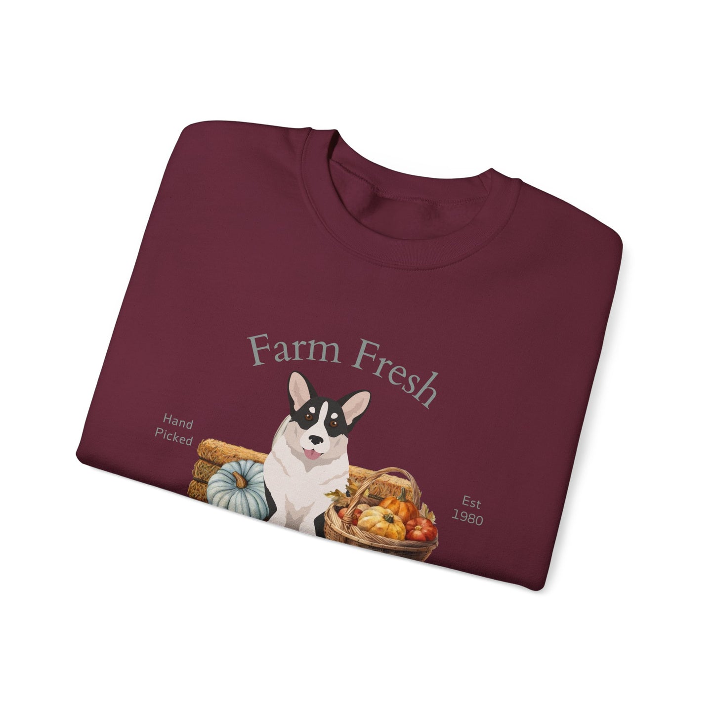 Cardigan Welsh Corgi Dog Fall Farm Fresh Unisex Heavy Blend Crewneck Sweatshirt