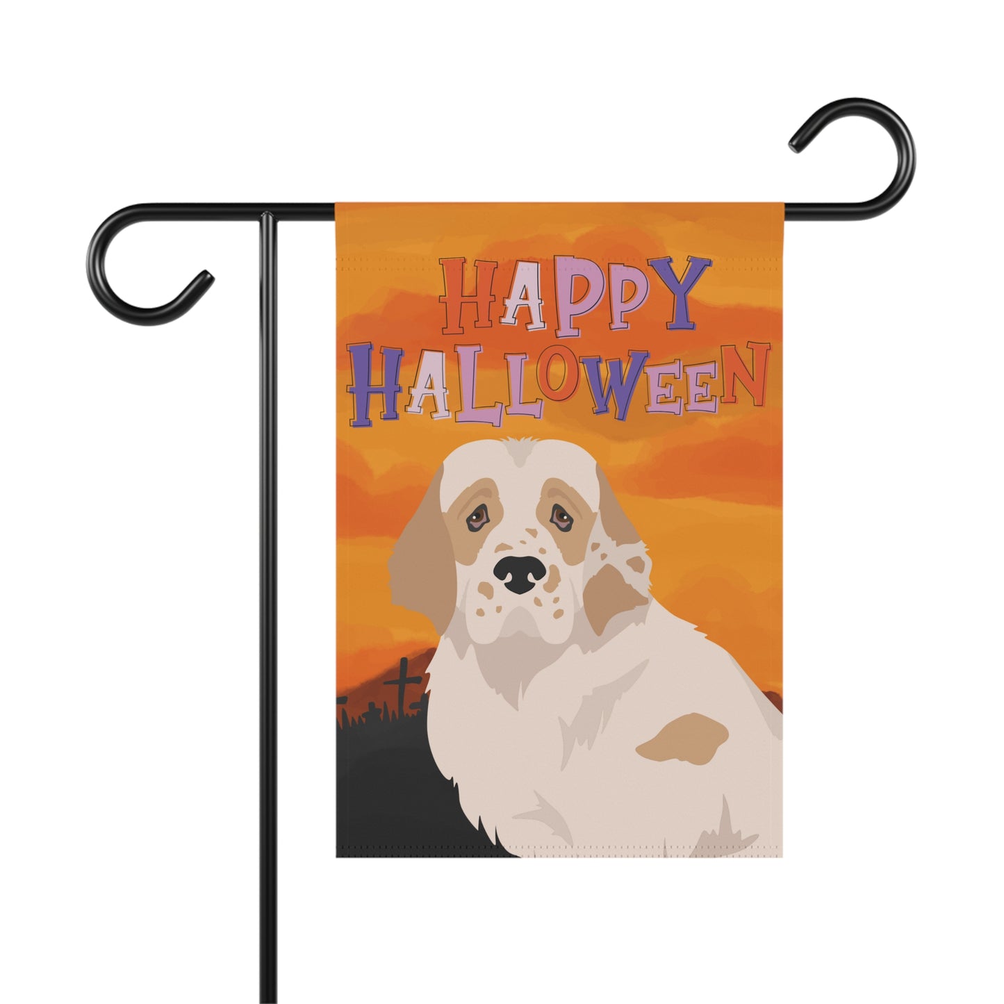 Clumber Spaniel Dog Halloween Garden Flag