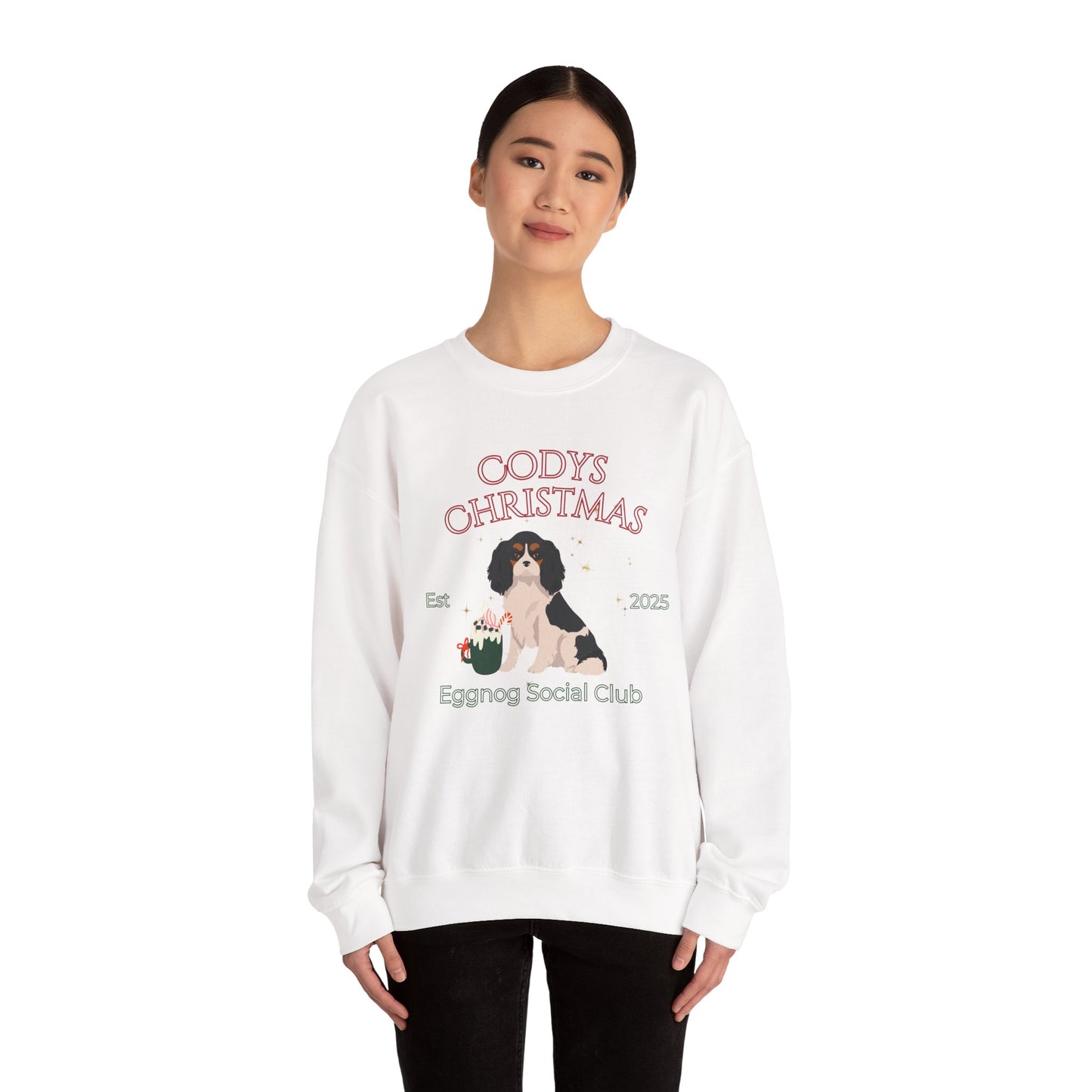 Cavalier King Charles Spaniel Dog Christmas Social Club Unisex Heavy Blend Crewneck Sweatshirt Custom Name