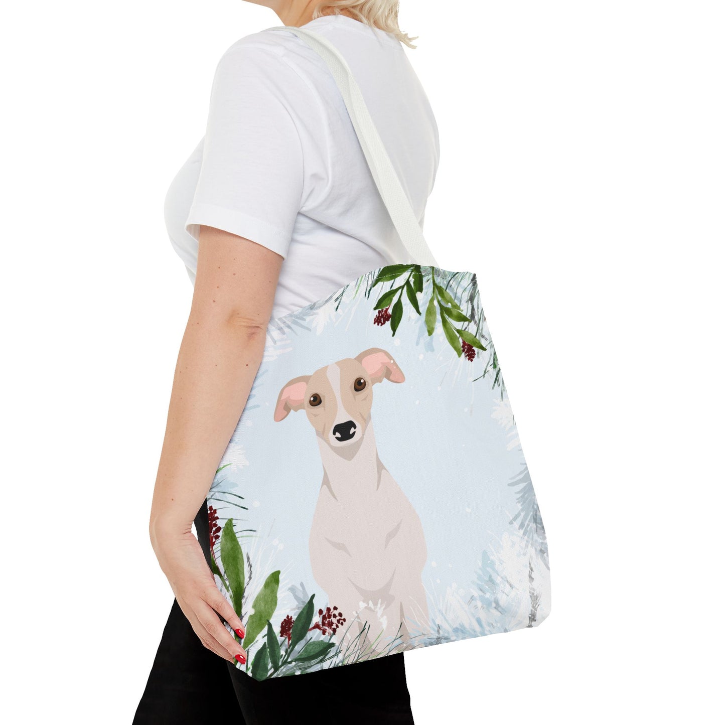 Whippet Dog Christmas Holiday Tote Bag 16x16
