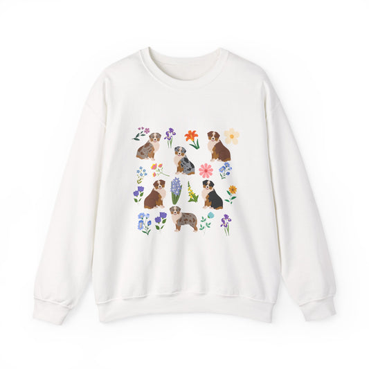 Minature American Shepherd Dog Unisex Spring Cottage Core Crewneck Sweatshirt