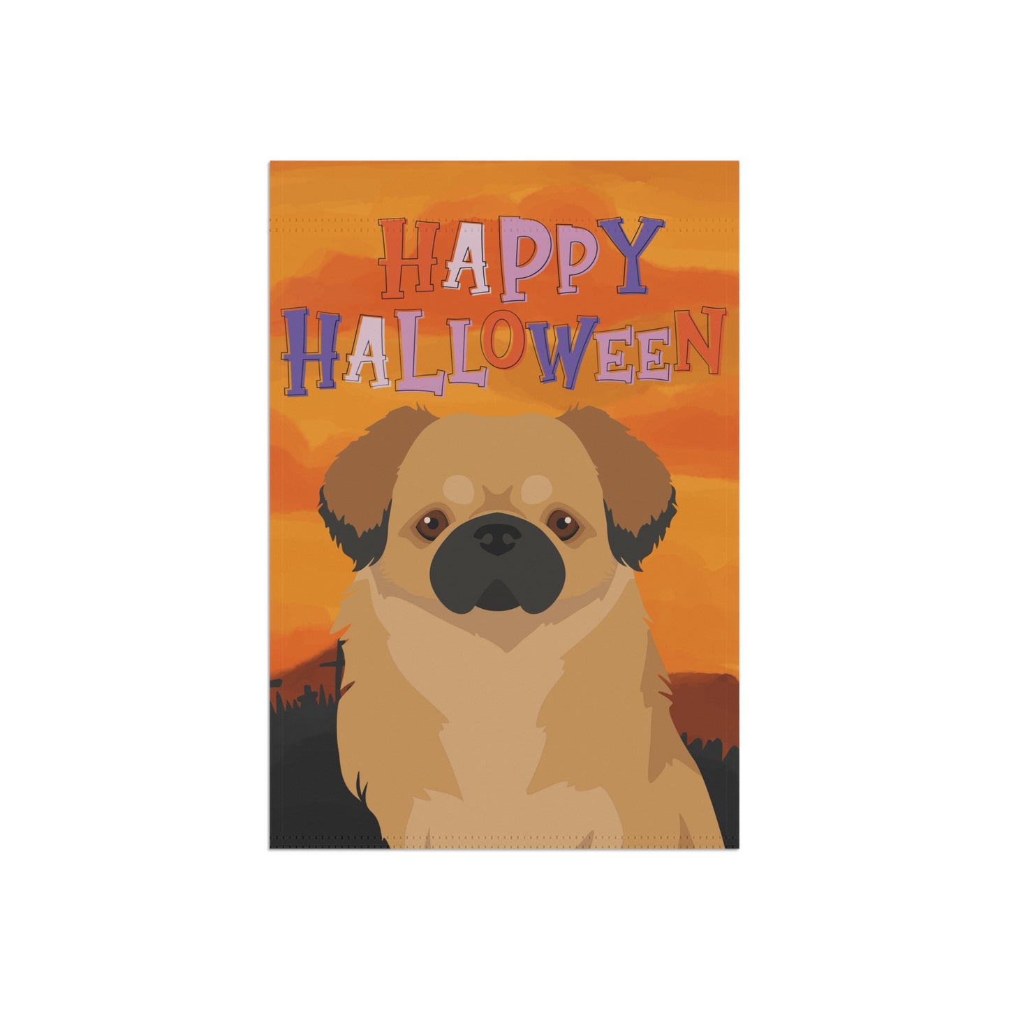 Tibetan Spaniel Dog Halloween Garden Flag