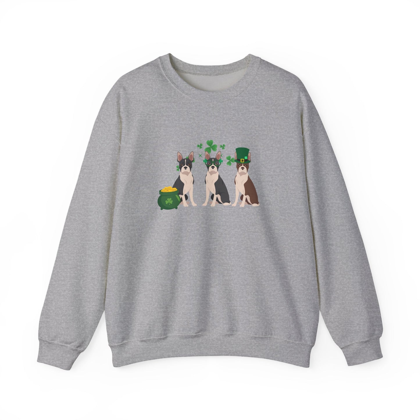 Boston Terrier Dog St Patricks Day Unisex Heavy Blend Crewneck Sweatshirt, St Pattys day, Cute Dog Mom Gift