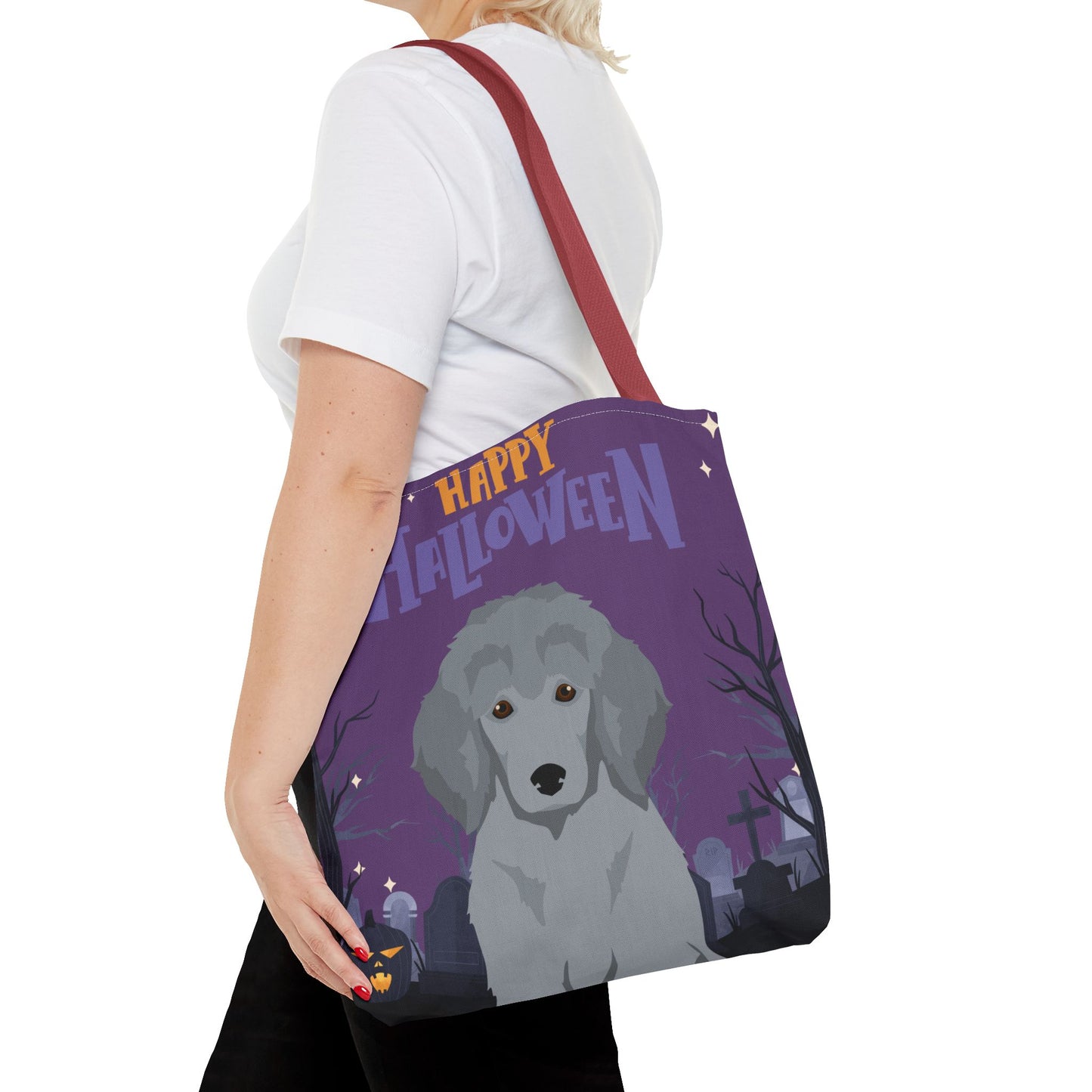 Poodle Dog Happy Halloween Tote Bag 16x16