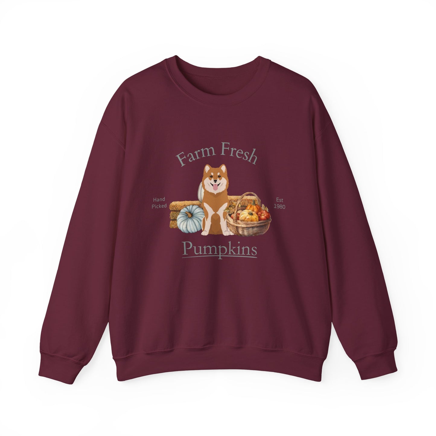 Finnish Lapphund Dog Fall Farm Fresh Unisex Heavy Blend Crewneck Sweatshirt