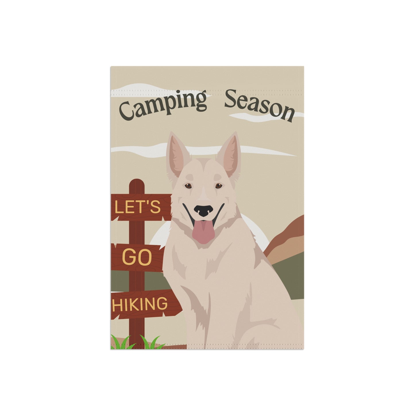 White Swiss Shepherd Dog Camping Garden Flag