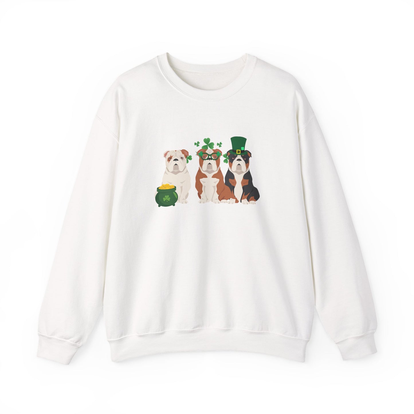 Bulldog Dog St Patricks Day Unisex Heavy Blend Crewneck Sweatshirt, St Pattys day, Cute Dog Mom Gift