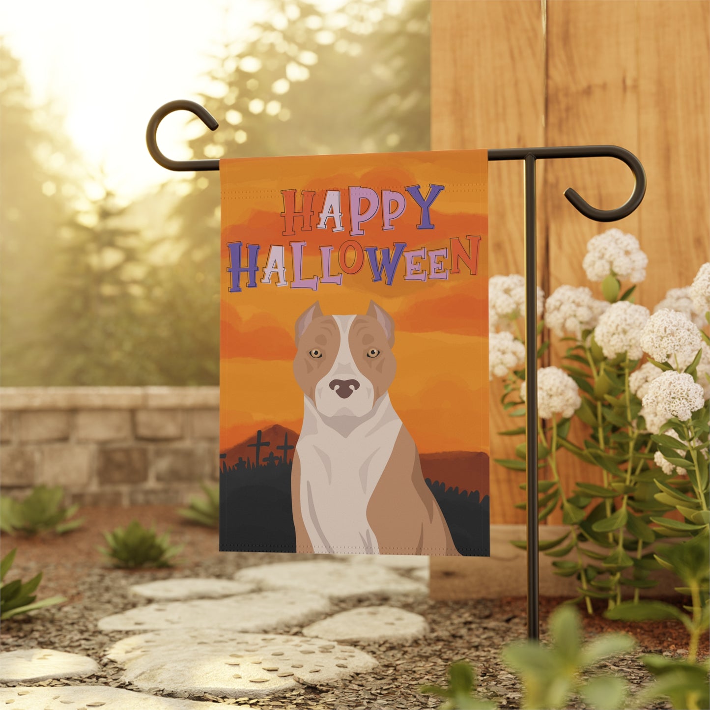 American Staffordshire Terrier Dog Halloween Garden Flag