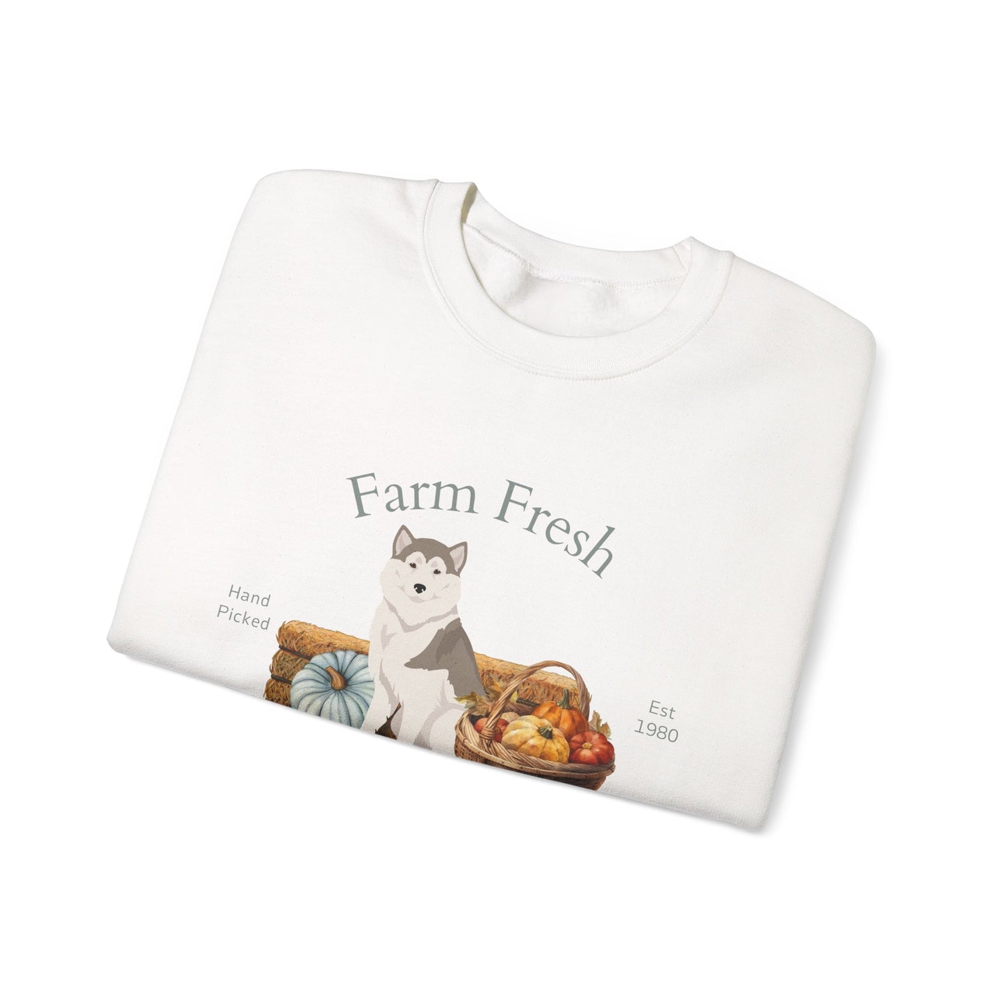Greenland Dog Dog Fall Farm Fresh Unisex Heavy Blend Crewneck Sweatshirt