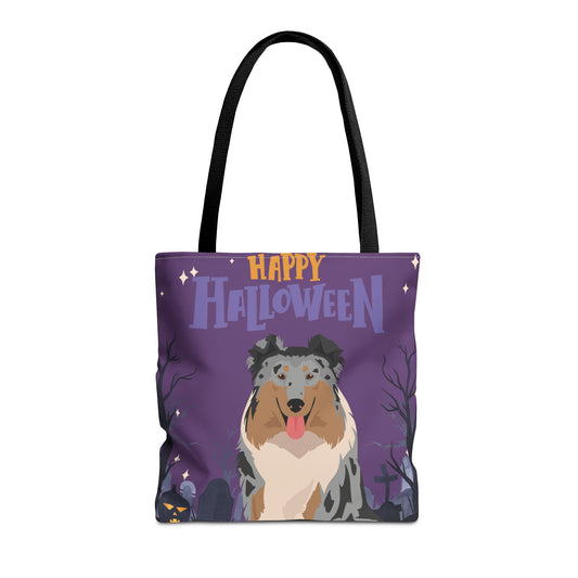 Collie Dog Happy Halloween Tote Bag 16x16