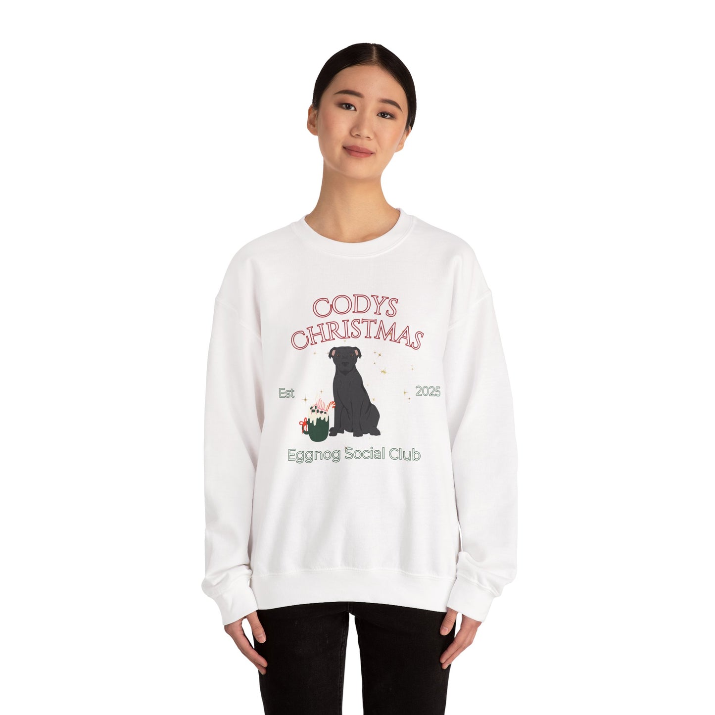American Staffordshire Terrier Dog Christmas Social Club Unisex Heavy Blend Crewneck Sweatshirt Custom Name
