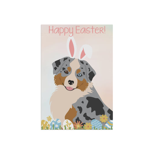Mini American Shepherd Dog Happy Easter Garden Flag