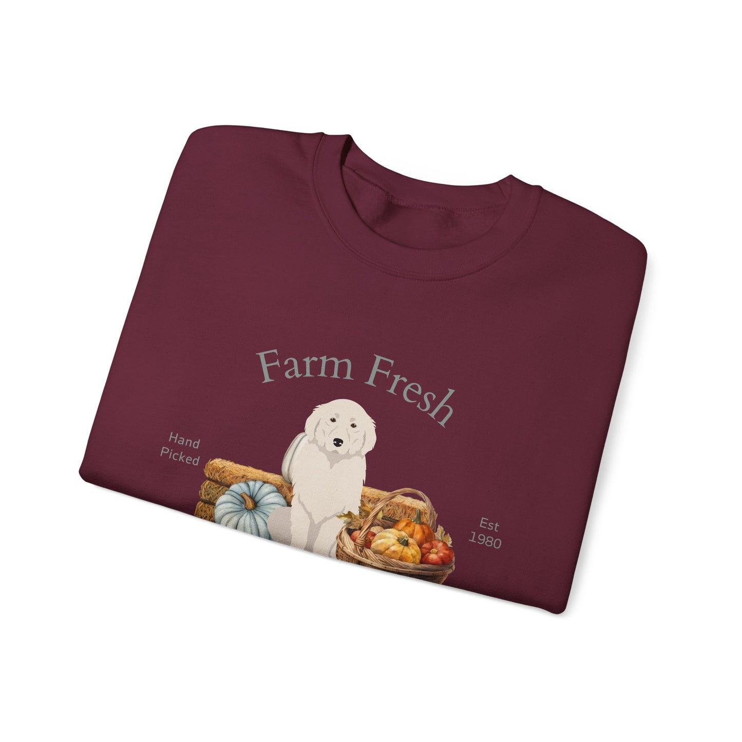 Great Pyrenees Dog Fall Farm Fresh Unisex Heavy Blend Crewneck Sweatshirt