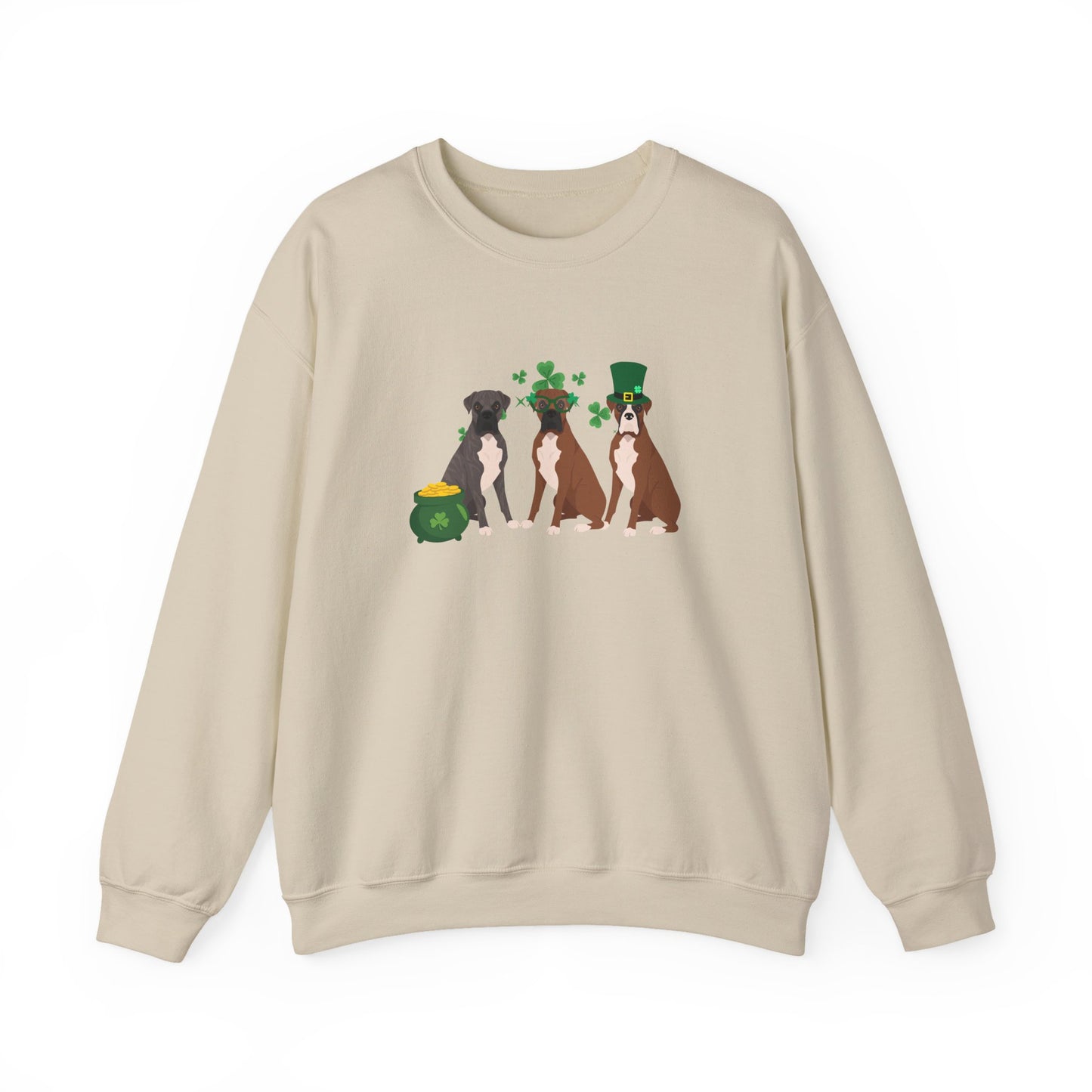Boxer Dog St Patricks Day Unisex Heavy Blend Crewneck Sweatshirt, St Pattys day, Cute Dog Mom Gift