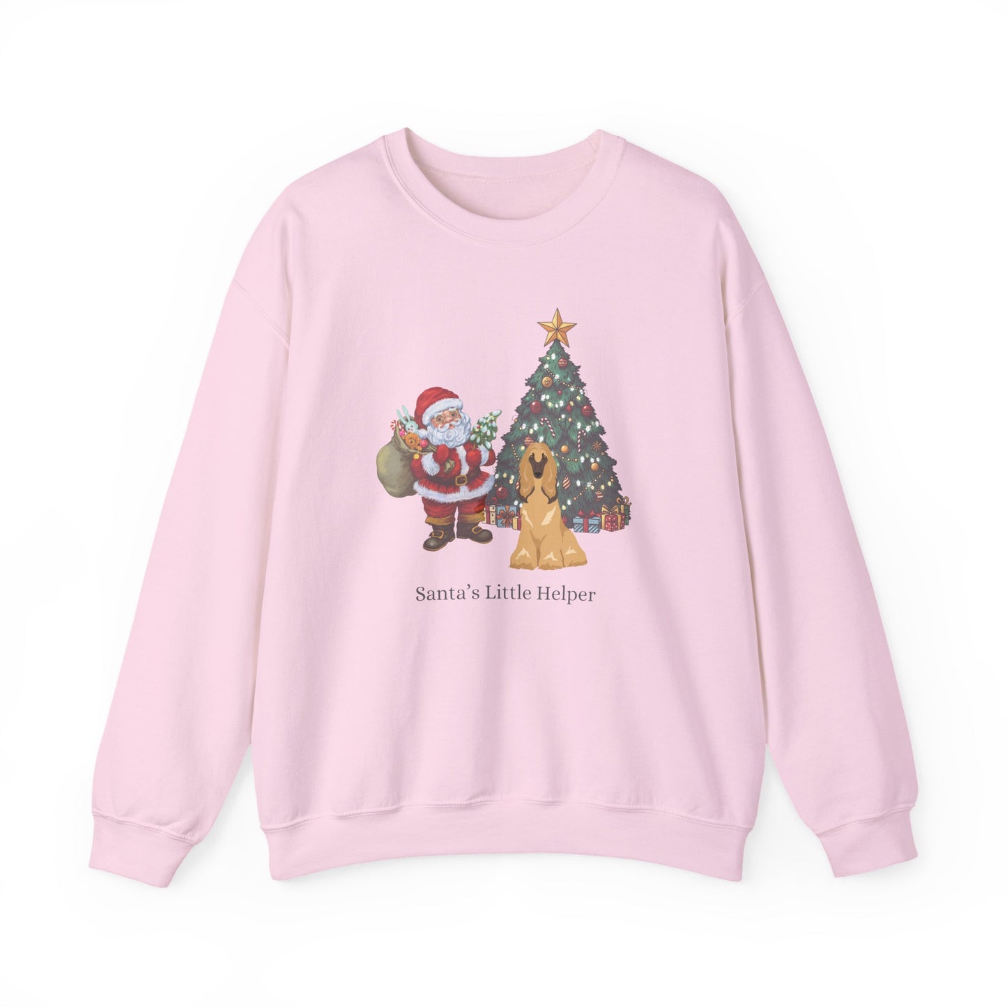 Afghan Hound Dog Santa's Little Helper Unisex Heavy Blend Crewneck Sweatshirt