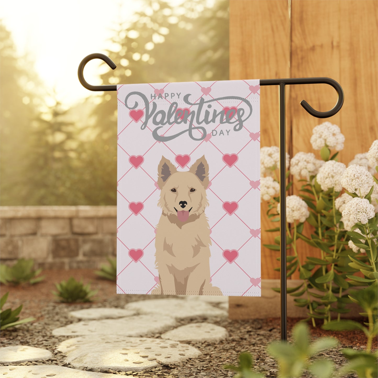 Mudi Dog Valentines Day Garden Flag