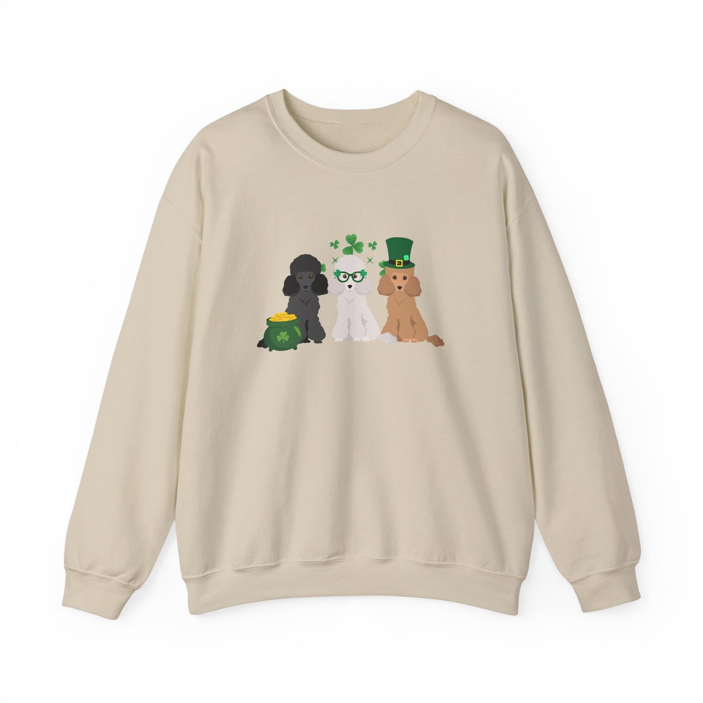 Poodle Dog St Patricks Day Unisex Heavy Blend Crewneck Sweatshirt, St Pattys day, Cute Dog Mom Gift