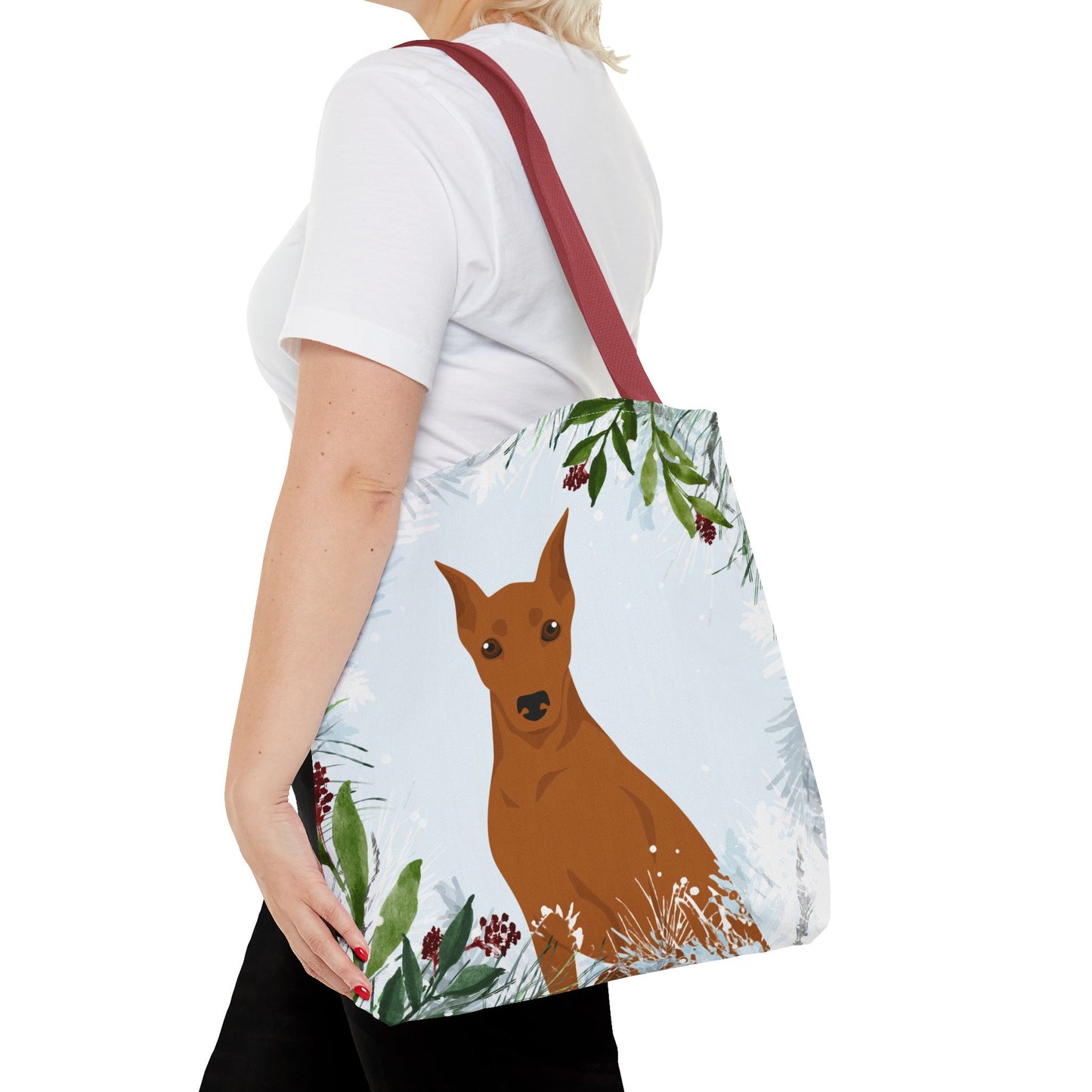German Pinscher Dog Christmas Holiday Tote Bag 16x16