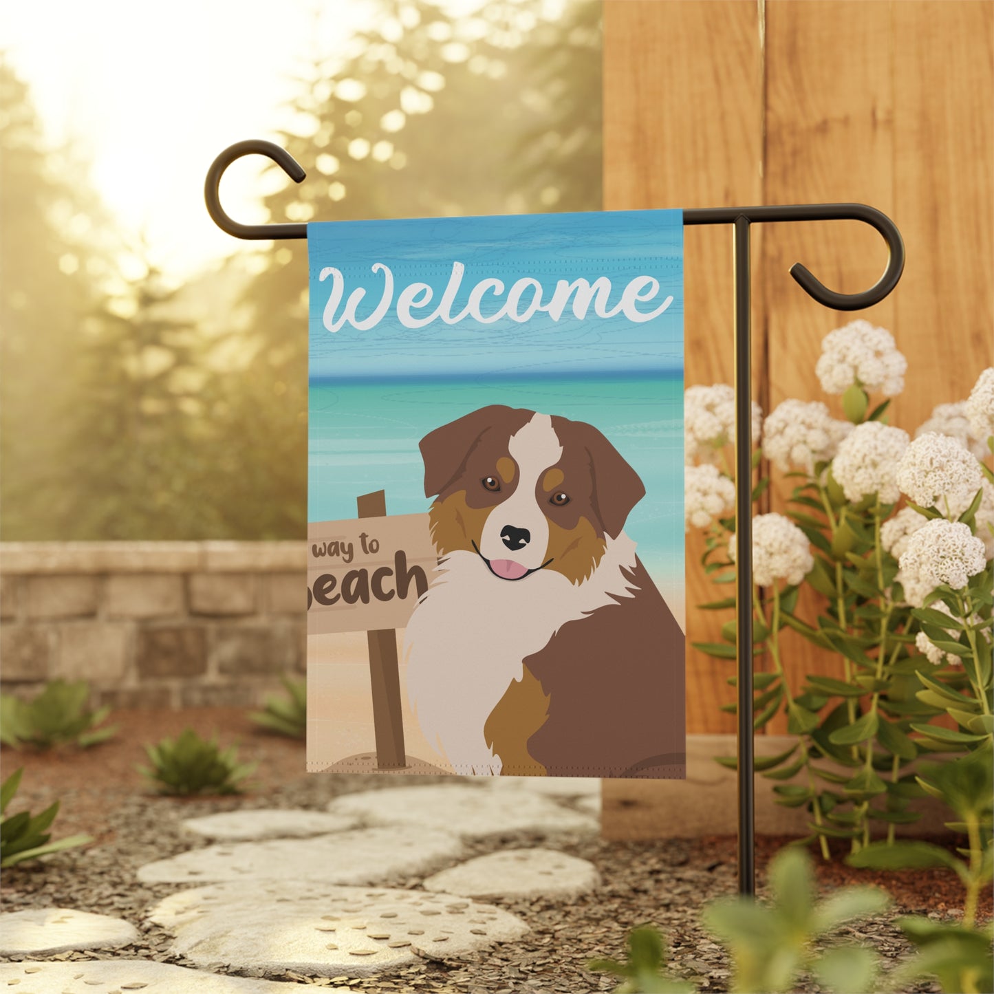Miniature American Shepherd Dog Garden Flag