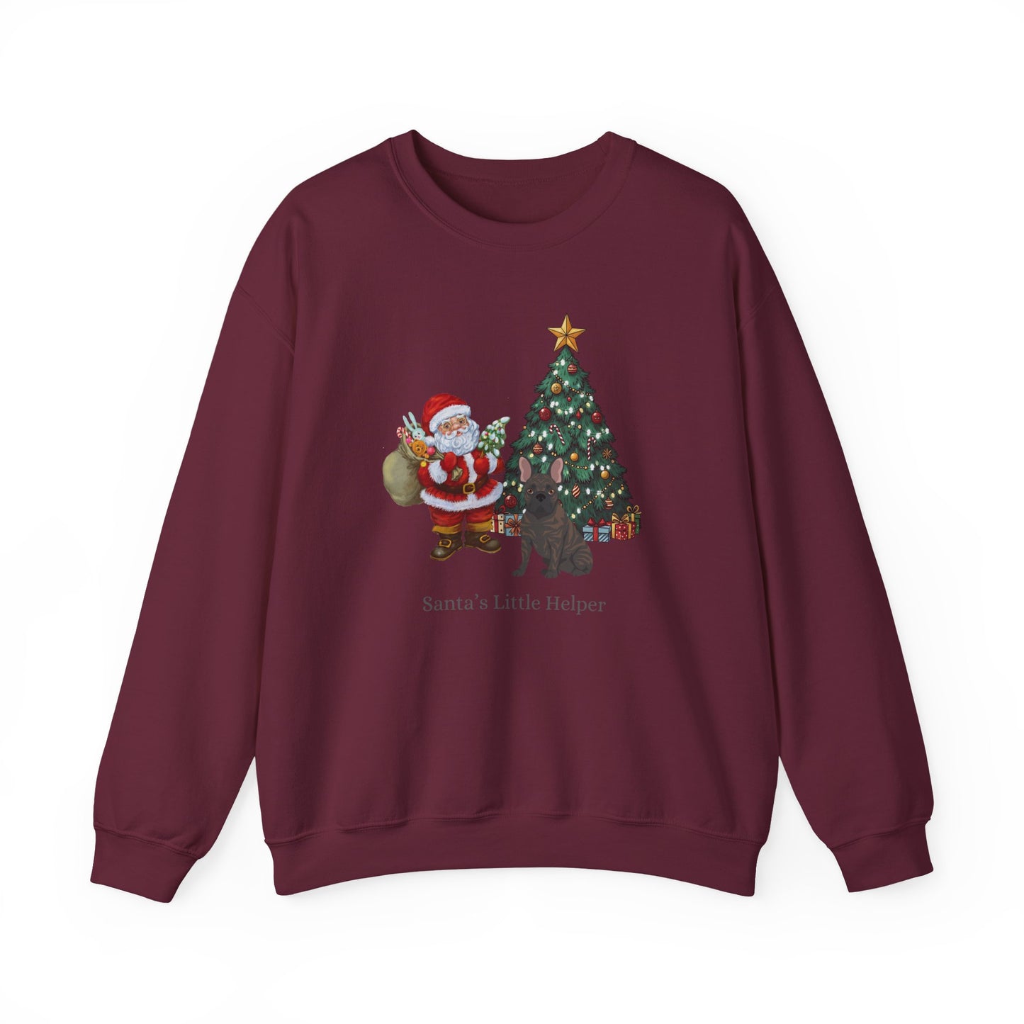 French Bulldog Dog Santa's Little Helper Unisex Heavy Blend Crewneck Sweatshirt