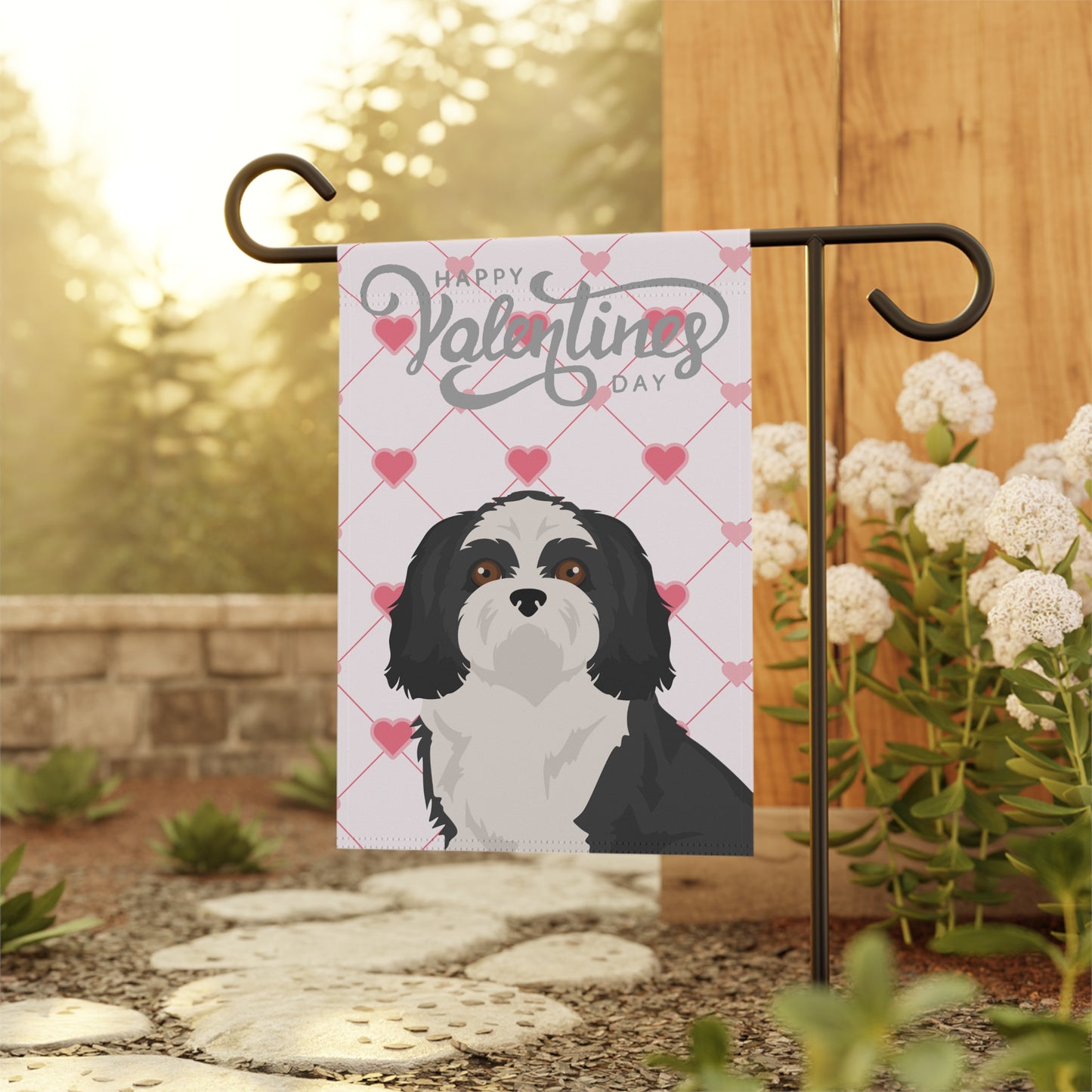 Shih Tzu Dog Valentines Day Garden Flag