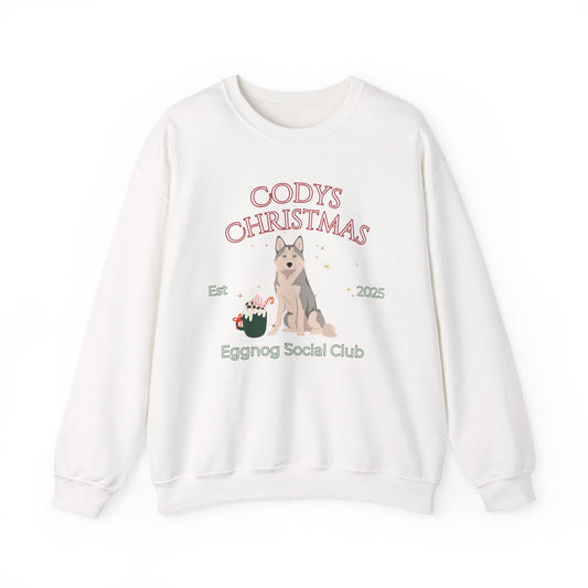 Alaskan Husky Dog Christmas Social Club Unisex Heavy Blend Crewneck Sweatshirt Custom Name