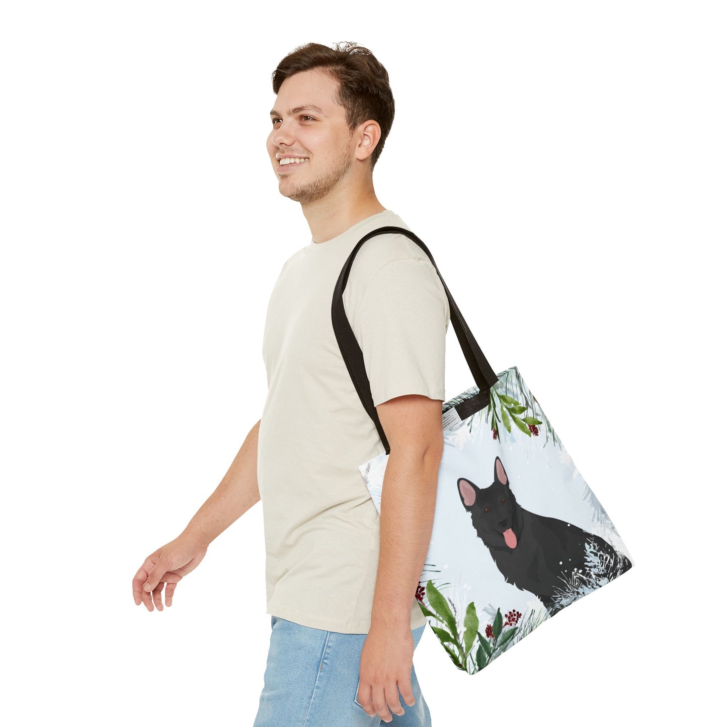 German Shepherd Dog Christmas Holiday Tote Bag 16x16