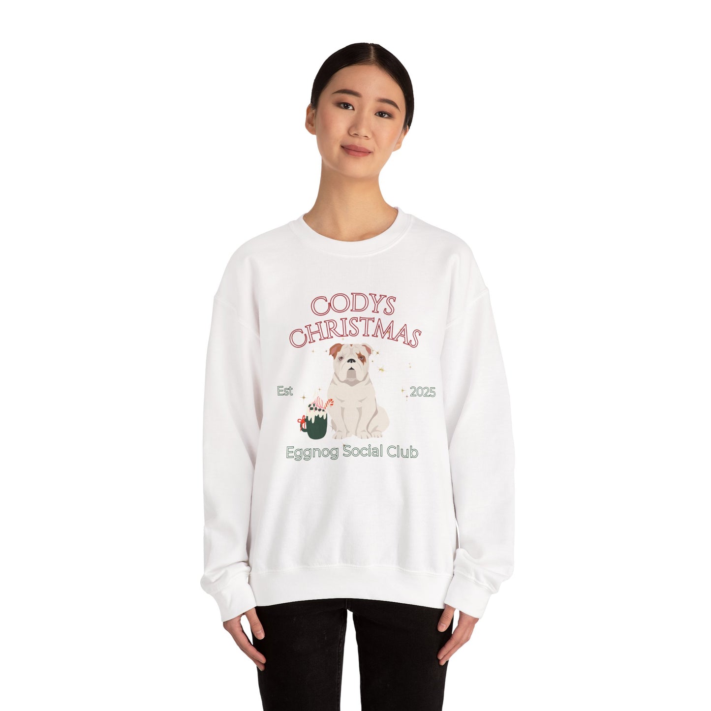 Bulldog Dog Christmas Social Club Unisex Heavy Blend Crewneck Sweatshirt Custom Name