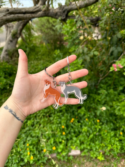 Silken Windhound Dog 2.5in Acrylic Keychain