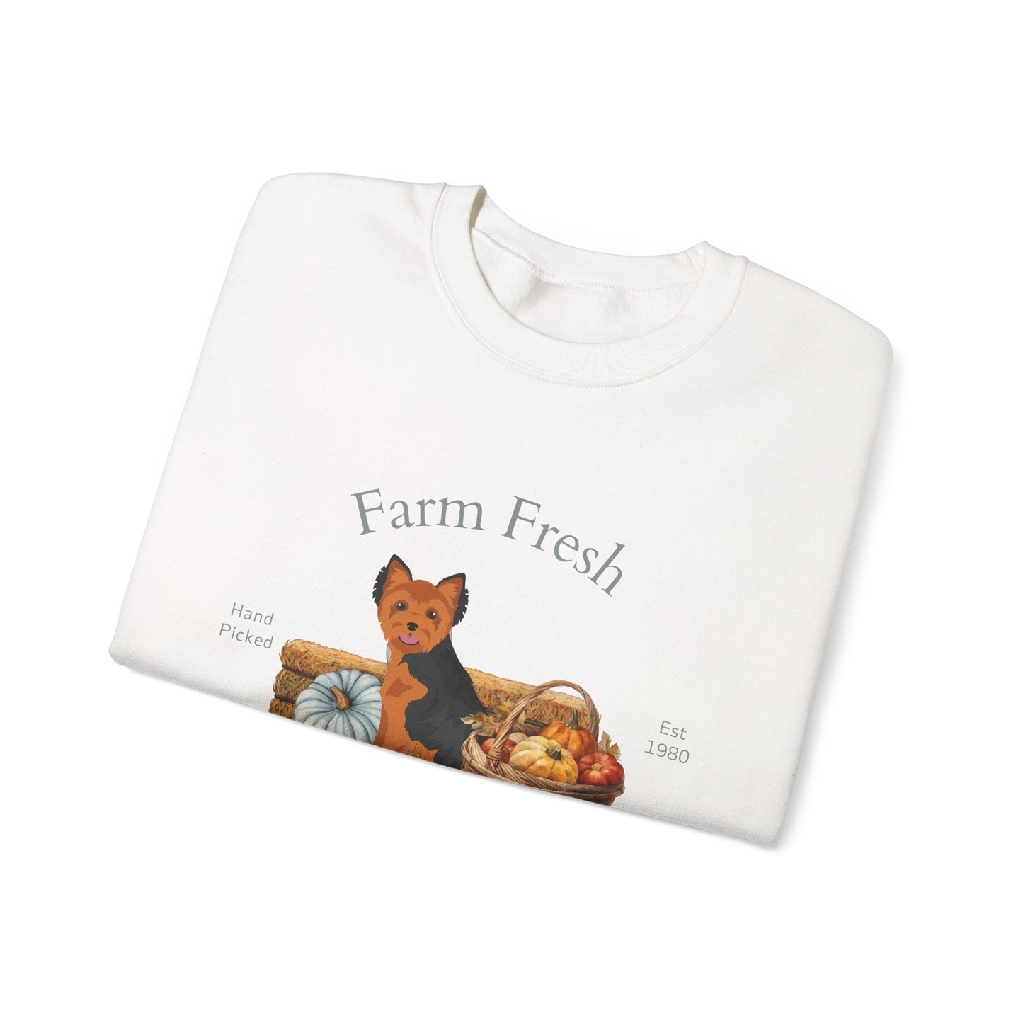 Yorkshire Terrier Dog Fall Farm Fresh Unisex Heavy Blend Crewneck Sweatshirt
