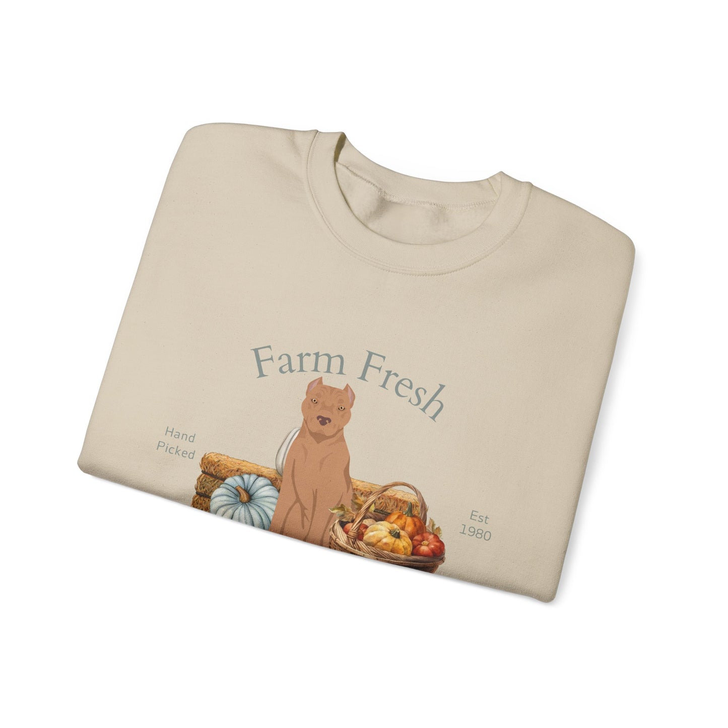 American Staffordshire Terrier Dog Fall Farm Fresh Unisex Heavy Blend Crewneck Sweatshirt